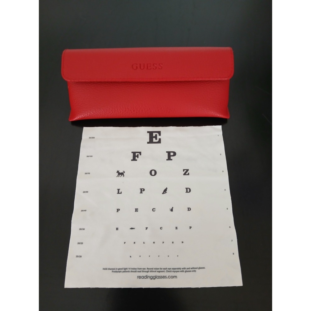 NEW GUESS Fx Red Leather Eye Glass Holder With Cleaning Cloth #1543